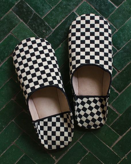 Babouche Checker Black White